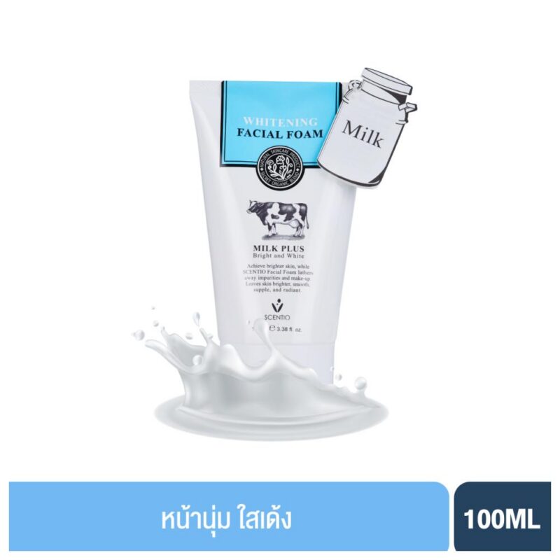 SCENTIO MILK PLUS WHITENING Q10 FACIAL FOAM (100 ML) เซนทิโอ มิลค์ พลัส ไวเทนนิ่ง เฟเชียล โฟม คิวเทน-0