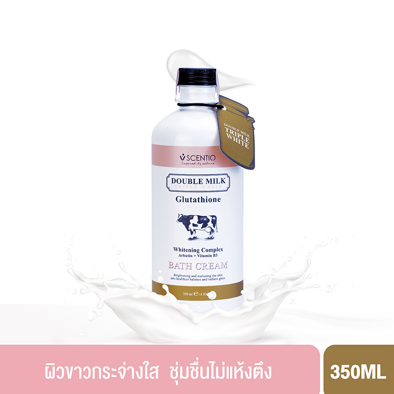 SCENTIO DOUBLE MILK TRIPLE WHITE BATH CREAM (350 ML) เซนทิโอ ดับเบิ้ลมิลค์ ทริปเปิ้ล ไวท์ บาธ ครีม-0