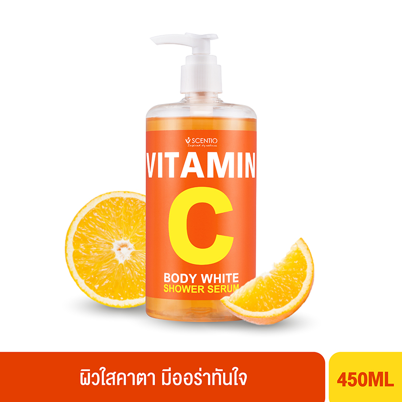 SCENTIO VITAMIN C BODY WHITE SHOWER SERUM (450 ML) เซนทิโอ วิตามินซี บอดี้ ไวท์ ชาวเวอร์ เซรั่ม-0