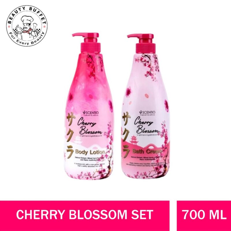 SCENTIO CHERRY BLOSSOM LIGHTENING&SMOOTH BODY LOTION & BATH CREAM-0