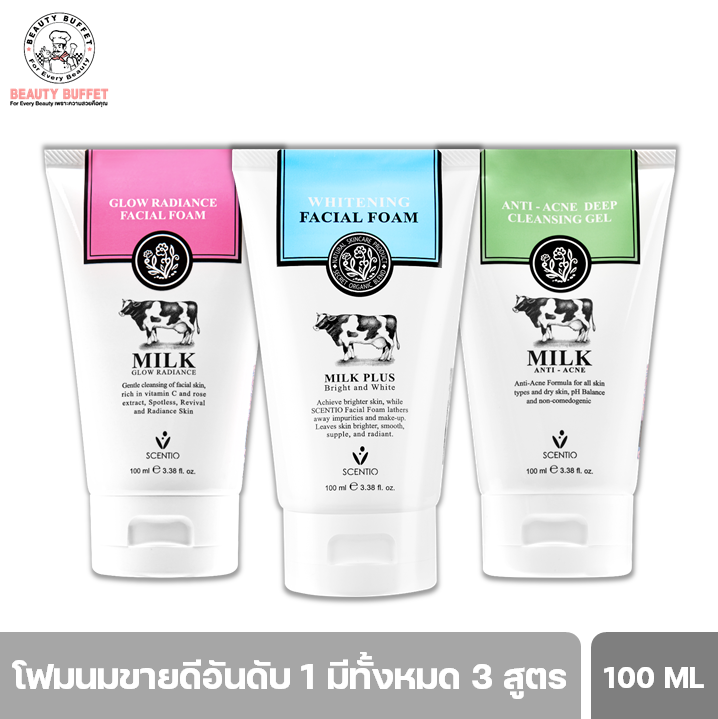 BEAUTY BUFFET SCENTIO Milk Facial Foam - บิวตี้ บุฟเฟต์ เซนทิโอ มิลล์ เฟเชียลโฟม คิวเทน (100Ml.)-0